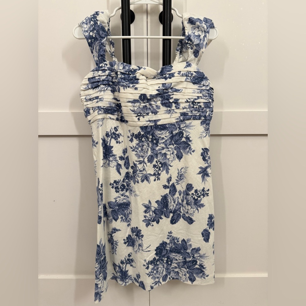 Abercrombie & Fitch Blue and White Floral Linen Dress